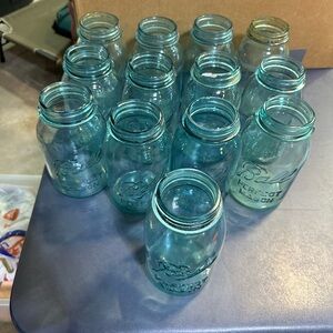 Mason Blue Glass Jars - Perfect for Weddings or Party Decorations